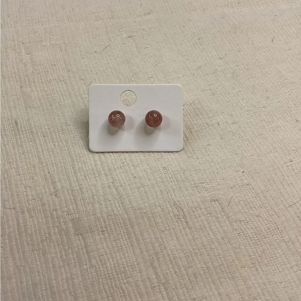 Strawberry Quartz Heart Pendant Necklace and Earring Set - Picture 3 of 5
